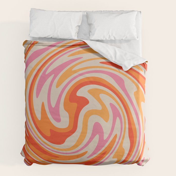 70s Retro Swirl Color Abstract Duvet Cover