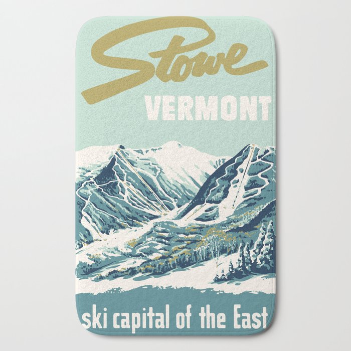 2021 Ski Stowe Vermont Vintage Poster  Bath Mat