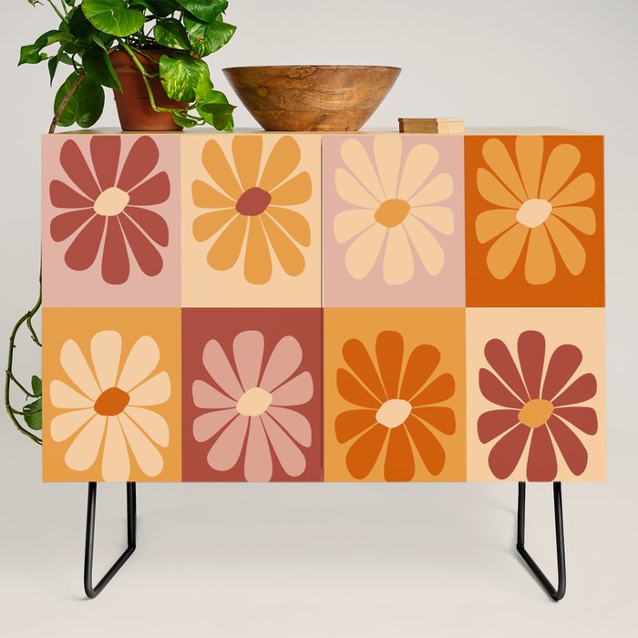 70's Daisy Bloom  Credenza