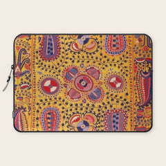 19th Century Uzbekistan Suzani with Gold Background  Laptop Sleeve