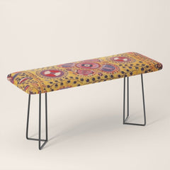 19th Century Uzbekistan Suzani with Gold Background  Bench