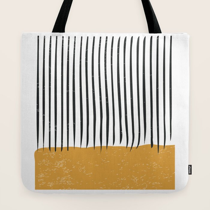 (White Background) Mid Century Modern Minimalist Rothko Inspired Color Field With Lines Geometric Style  Tote Bag