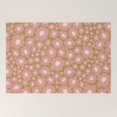 70������������������s Retro Floral  Welcome Mat