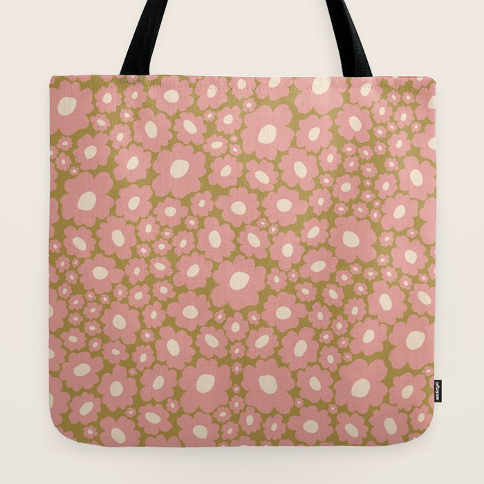70������������������s Retro Floral  Tote Bag