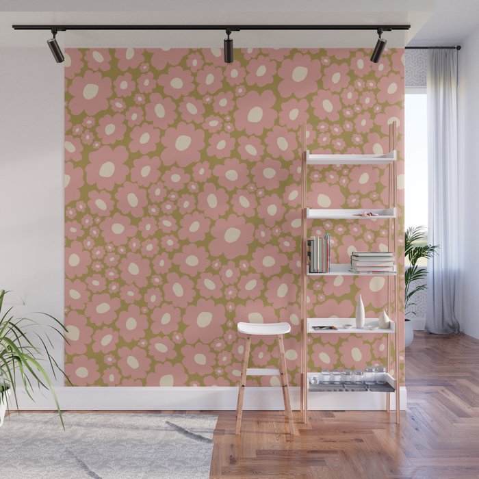 70������������������s Retro Floral  Wall Mural