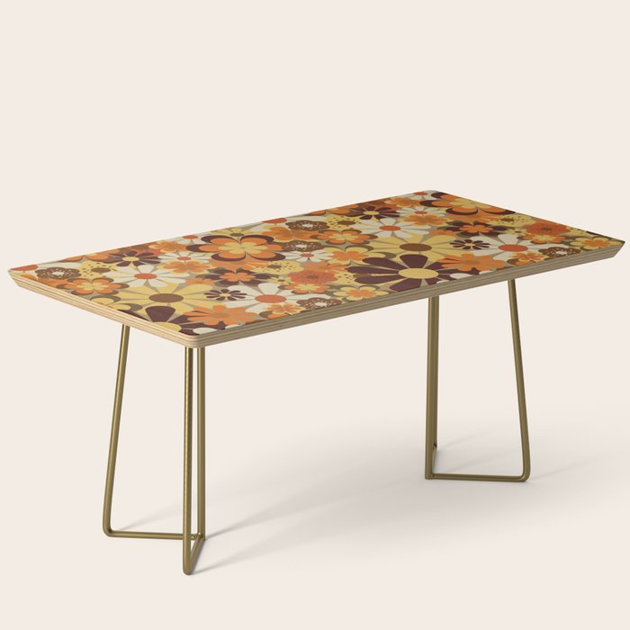 70's Floral Prints, Retro Art Coffee Table