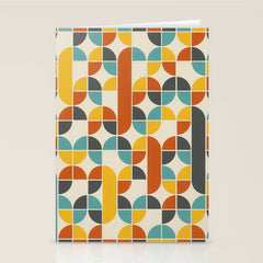 1970s Colors Mid Century Modern Geometric Pattern  Stationery Card