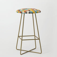 1970s Colors Mid Century Modern Geometric Pattern  Stool