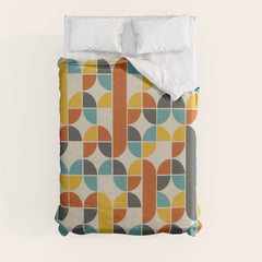 1970s Colors Mid Century Modern Geometric Pattern  Duvet Cover