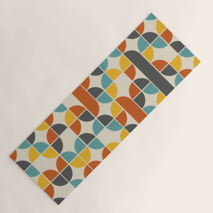 1970s Colors Mid Century Modern Geometric Pattern  Yoga Mat