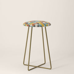 1970s Colors Mid Century Modern Geometric Pattern  Stool