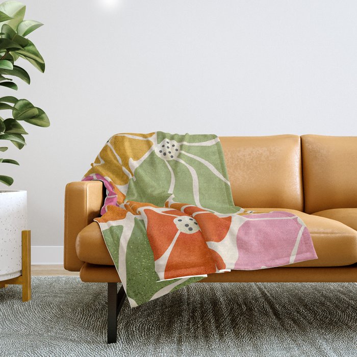 70's Florals Throw Blanket