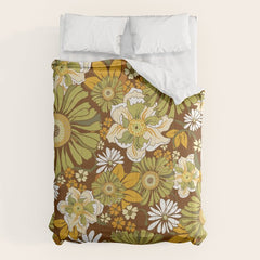 70s Retro Flower Power boho pattern Comforter