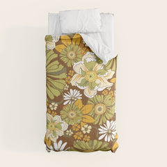 70s Retro Flower Power boho pattern Comforter