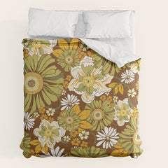 70s Retro Flower Power boho pattern Comforter