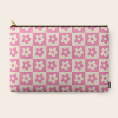 90s checkers flowers cream and pink Carry All Pouch