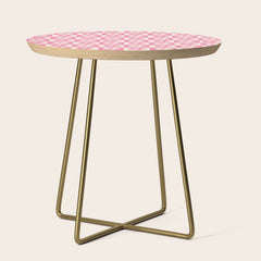 90s checkers flowers cream and pink Side Table