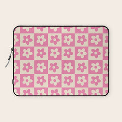 90s checkers flowers cream and pink Laptop Sleeve