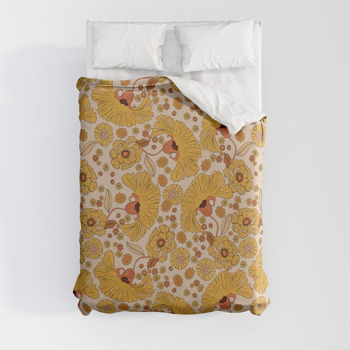 70s Floral Pattern Duvet Cover