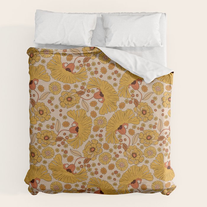 70s Floral Pattern Duvet Cover