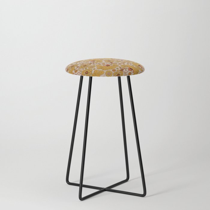 70s Floral Pattern Stool