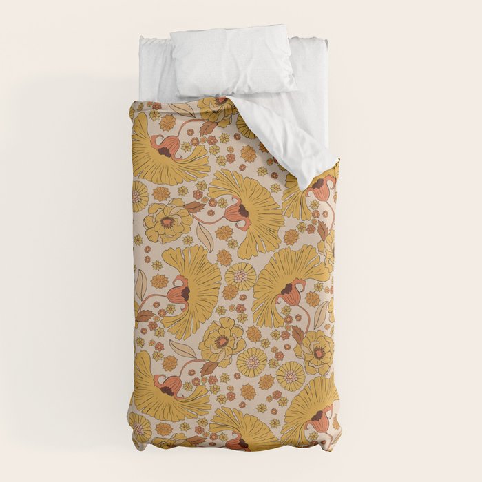 70s Floral Pattern Duvet Cover