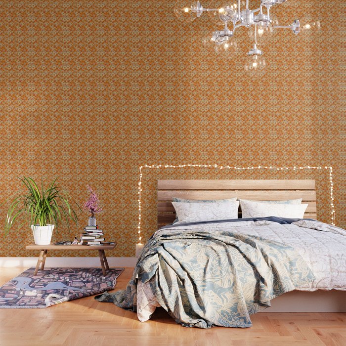 70s retro vintage daisies, flowers, orange, peach Wallpaper