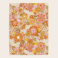 70s Floral Pattern Poster