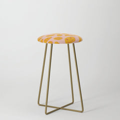 70s retro yellow smile face illustration  Stool