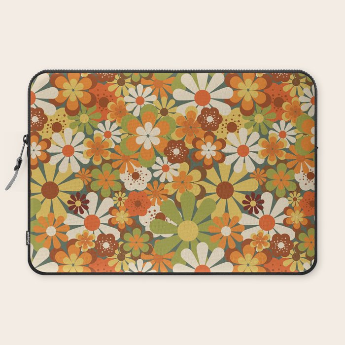 70's Retro Flowers Print Laptop Sleeve