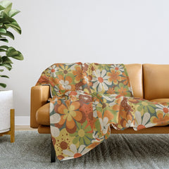 70's Retro Flowers Print Throw Blanket