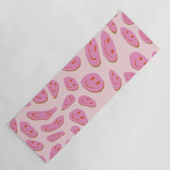 70s retro pink smiles pattern  Yoga Mat
