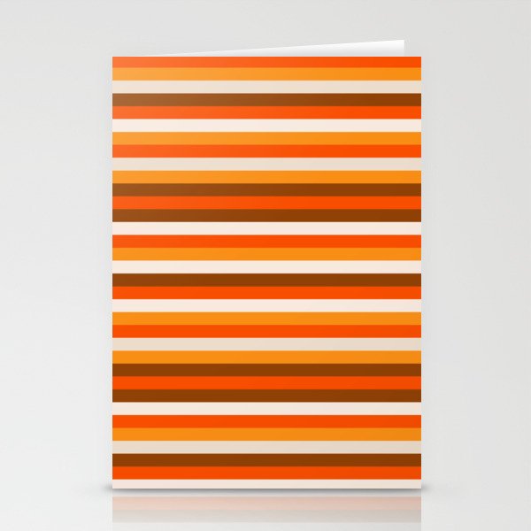 70s Fine Stripes in Retro Orange and Brown Stationery Card