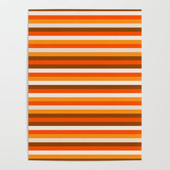 70s Fine Stripes in Retro Orange and Brown Poster