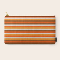 70s Fine Stripes in Retro Orange and Brown Carry All Pouch