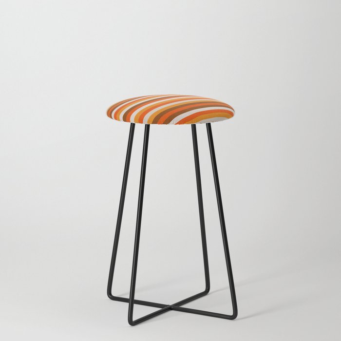70s Fine Stripes in Retro Orange and Brown Stool