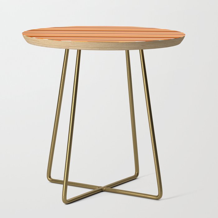 70s Fine Stripes in Retro Orange and Brown Side Table