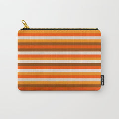 70s Fine Stripes in Retro Orange and Brown Carry All Pouch