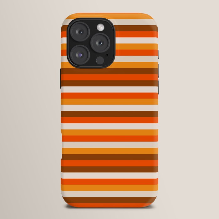 70s Fine Stripes in Retro Orange and Brown iPhone Case