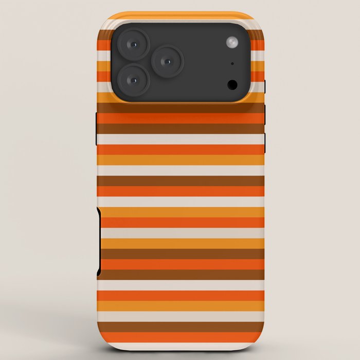 70s Fine Stripes in Retro Orange and Brown iPhone Case