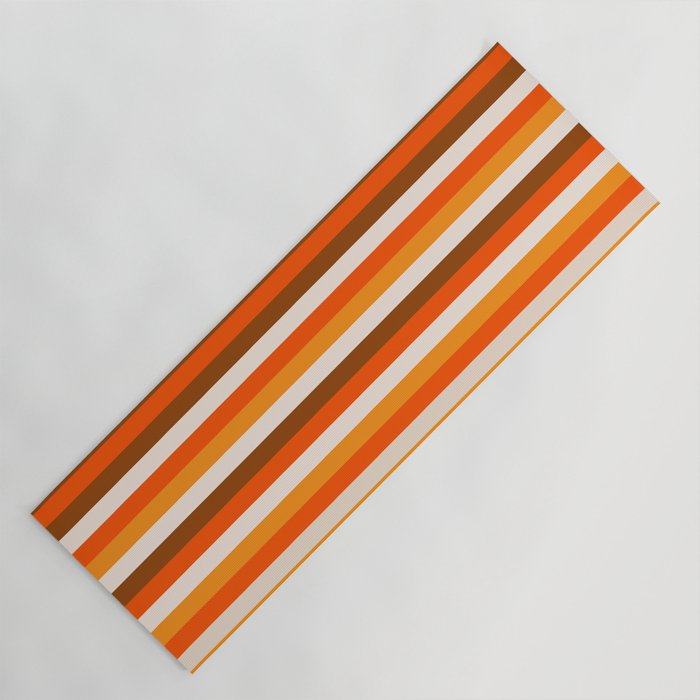 70s Fine Stripes in Retro Orange and Brown Yoga Mat