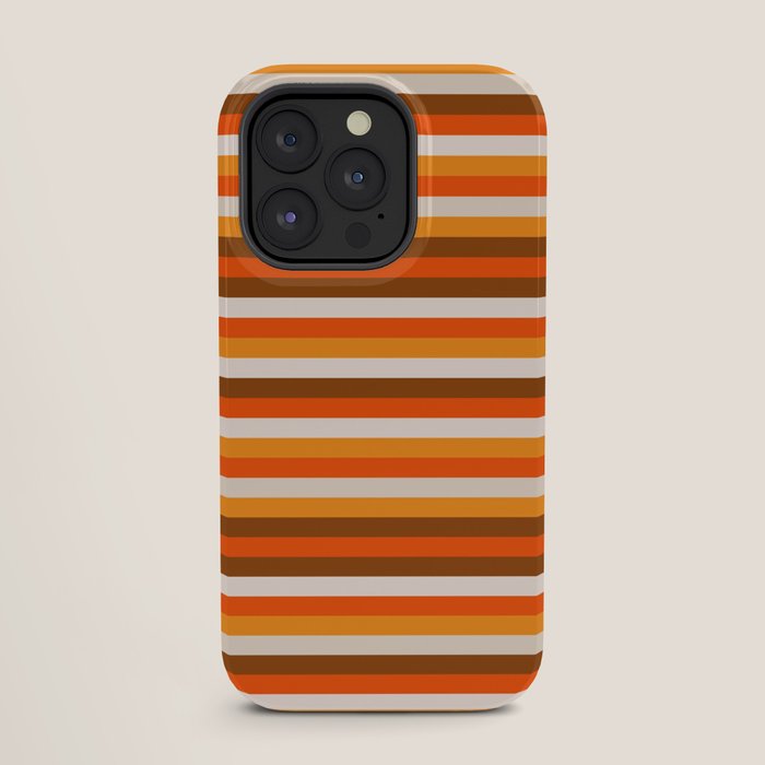 70s Fine Stripes in Retro Orange and Brown iPhone Case