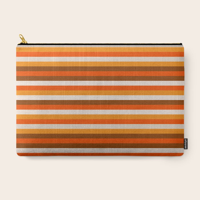 70s Fine Stripes in Retro Orange and Brown Carry All Pouch