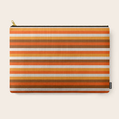 70s Fine Stripes in Retro Orange and Brown Carry All Pouch
