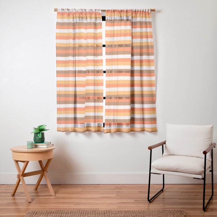 70s Fine Stripes in Retro Orange and Brown Window Curtain