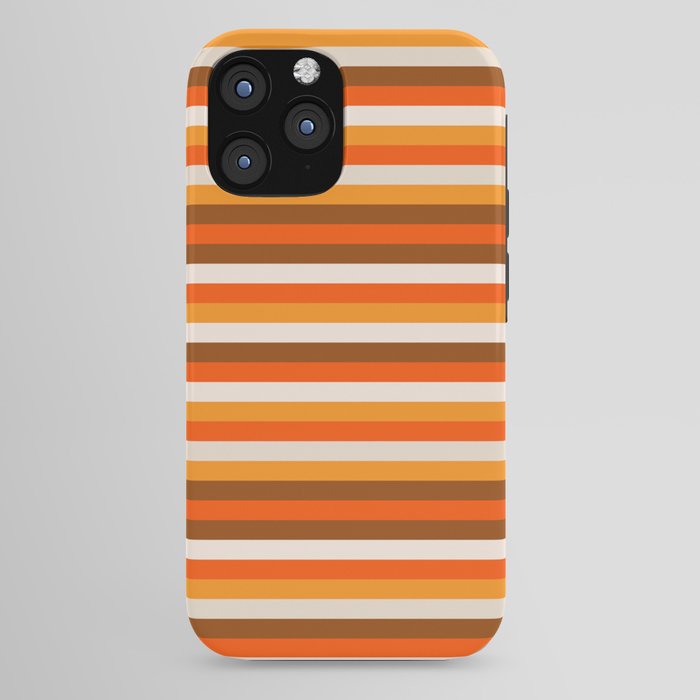 70s Fine Stripes in Retro Orange and Brown iPhone Case