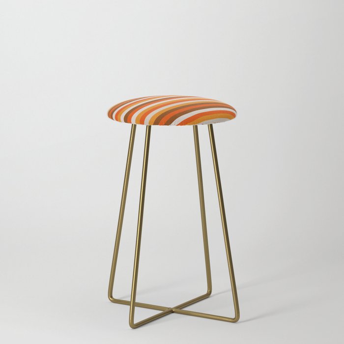 70s Fine Stripes in Retro Orange and Brown Stool