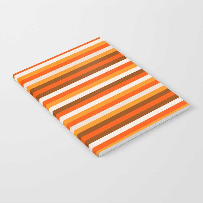 70s Fine Stripes in Retro Orange and Brown Notebook