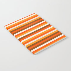 70s Fine Stripes in Retro Orange and Brown Notebook