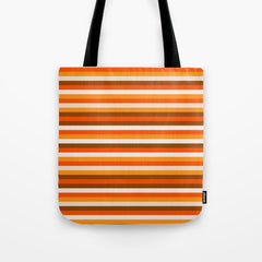 70s Fine Stripes in Retro Orange and Brown Tote Bag